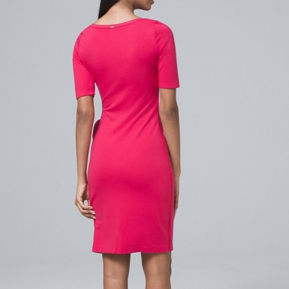 WHBM Side-Tie Polished Knit Shift Dress/ M. - Picture 4 of 14